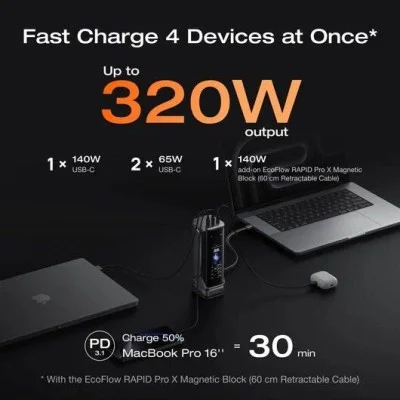 EcoFlow RAPID Pro X Power Bank 27,650mAh 300W  - Silver